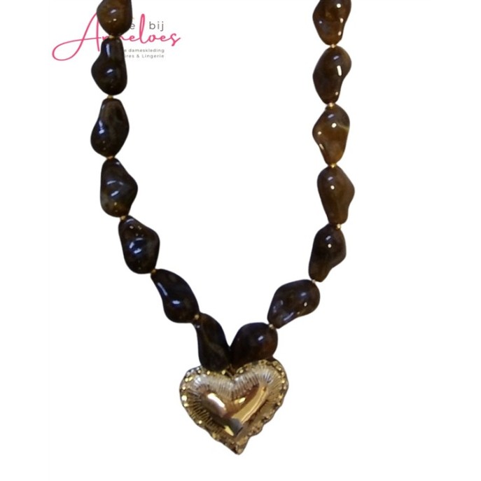 Sweet7 Ketting kort hart 101238311 Bruin